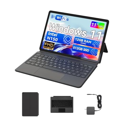 BNCF 11 inch 2-in-1 Laptops, Windows 11 Touchscreen PC Compatible with Intel N150, 12GB RAM 512GB SSD, 1920x1200 IPS FHD Tablet USB-C/HDMI/SD WiFi 6