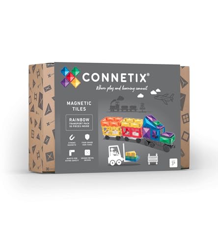 CONNETIX Rainbow Transport Pack 50-Piece Magnetic Tiles