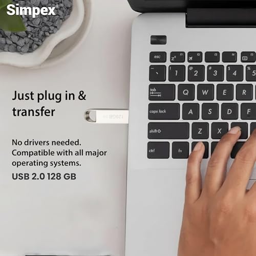 Image of Simpex (128GB 2.0V) Metal Body 128GB USB Flash Drive, High Speed Read & Write Pen Drive, X-Ray & Temperature Resistant, Compatible with Windows & Mac OS
