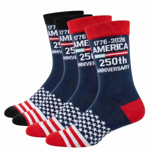 Ao Yee ZGL 2 Pair USA Flag Socks for Men America 250th Star Stripe Socks