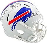Jim Kelly, Thurman Thomas & Andre Reed Autographed Team Greats White Full Size Speed Replica Football Helmet Beckett BAS Witness Stock #236171