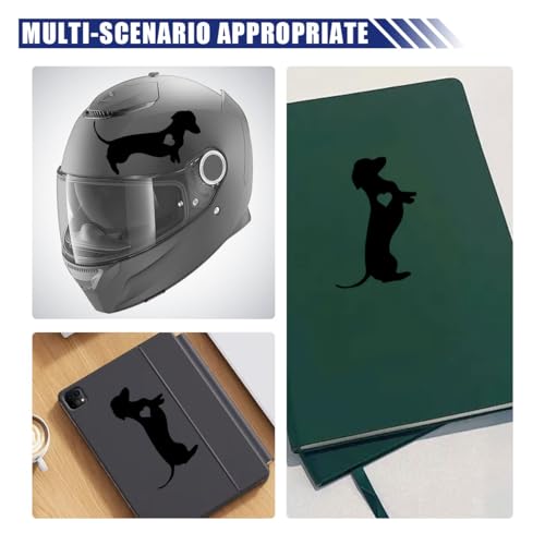 Image of 5.5 inch Dachshund Heart Dog Vinyl Decal, Waterproof Car Bumper Sticker for Car, Truck, Wall, Laptop (Black)