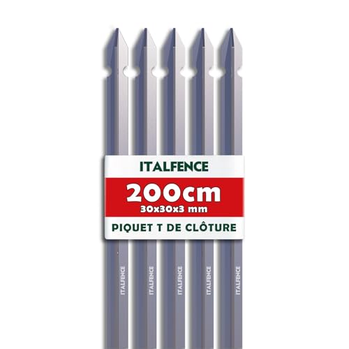 Italfence - Piquet T H200cm 30x30x3mm pour clôture en fer galvanisé [10 pièces]
