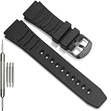 Correa de reloj de goma compatible con Casio PRG-80 PAG-80 PRW-1000 PRW-1100 para hombre, correa de repuesto de 20 mm, Correa negra y hebilla negra, Talla única