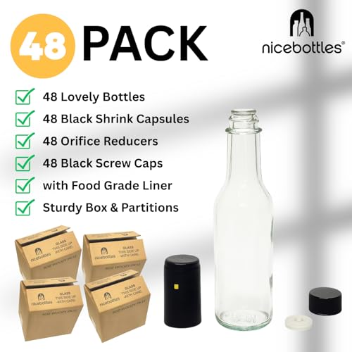 nicebottles Clear Glass Woozy Bottles with Shrink Capsules, 5 Oz - 4 Cases of 12 units, 48 Total - Thumbnail 2