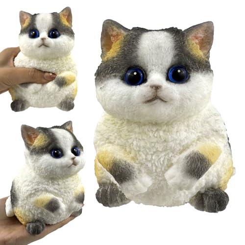 Image of Big Hand Painted Cat Squishy Toys,Large Cute Ultra Soft Kitty Squeeze Fidget Toys for Stress Relief ,Kawaii Squishies Sticky Animal Toys for Adults Kids,Decompression Sensory Balls Toys (PSH)