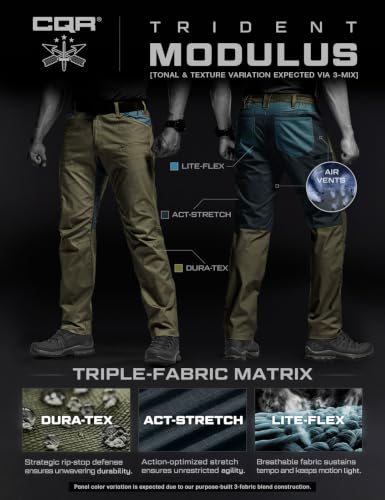 Image of CQR Men's Flex Stretch Tactical Pants, Water Resistant Ripstop Cargo Pants, Lightweight EDC Outdoor Work Hiking Pants