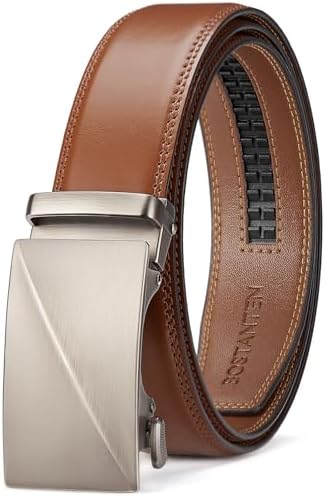 BOSTANTEN Mens Belt Leather Ratchet Belt For Men Dress and Casual with Adjustable Buckle, Trim to Fit