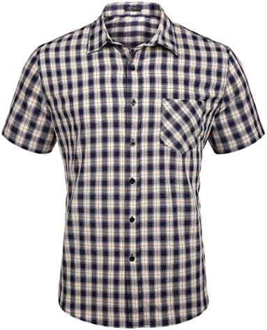 COOFANDY Men’s Short Sleeve Plaid Dress Shirt Classic Fit Wrinkle-Free Casual Button Down Checked Shirts with Pocket
