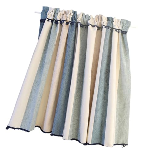 Cortina de cocina de diseño nórdico con rayas decorativas 2