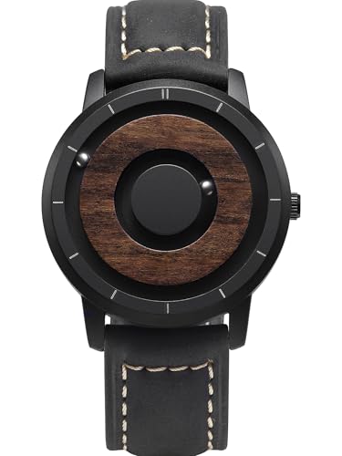 EUTOUR-Mens-Watches-Men-Wooden-Watches-Magnetic-Watches-Analogue-Mens-Swiss-Quartz-Watch-Natural-Wood-Case-Stainless-Steel-MeshResin-Strap-40mm