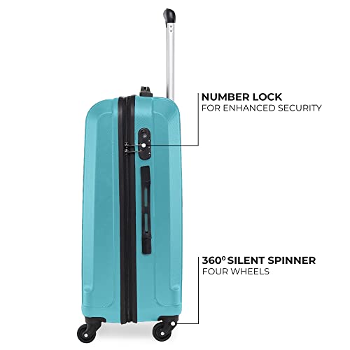 Image of Stony Brook Nasher Miles Storm 65 Cm 24 Inch Polycarbonate Hard-Sided 4 Wheels Spinner Check-In Luggage Trolley Bag (Teal)