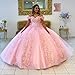 XYAYE Women's 3D Flowers Burgundy Quinceanera Dresses for Sweet 15 Off Shoulder Prom Dresses Long Ball Gown Puffy Birthday Party Gowns Size 6