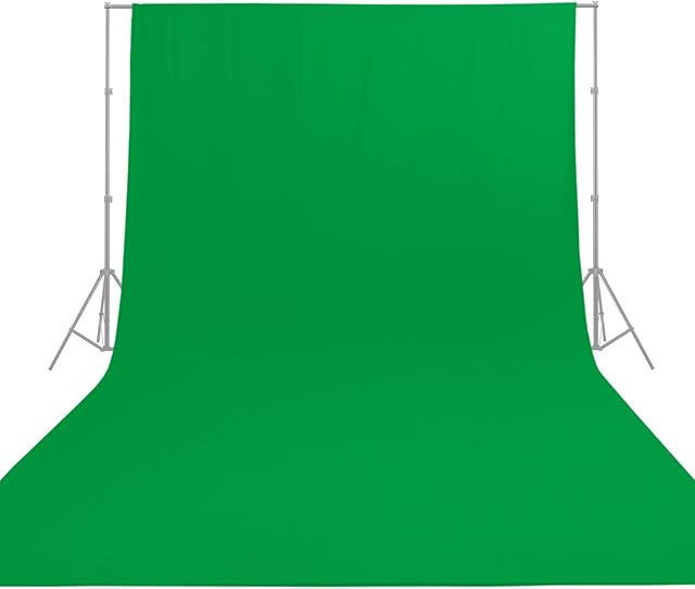 Green Screen Backdrop, 2M x 3M(6.6ft x 9.8ft) Portable Green Screen Background, Large Green Chromakey Muslin Collapsible Photography Backdrop for Photo Studio, Live Streaming, Zoom Meeting, Gaming
