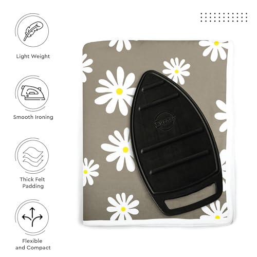 Image of Encasa XO Homes Ironing Mat (Large 120 X 70 Cm) With 3Mm Felt Padding,Silicone Iron Rest Protector,Steam Press On Table,Bed,Portable,Heat Reflective,Foldable,Washable,Printed - Daisy Grey