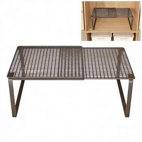 Étagère de rangement empilable réglable et extensible en métal robuste pour cuisine, chambre à coucher et maison, 30 x 30 x 29 cm (1 noir (Hauteur 22 cm)