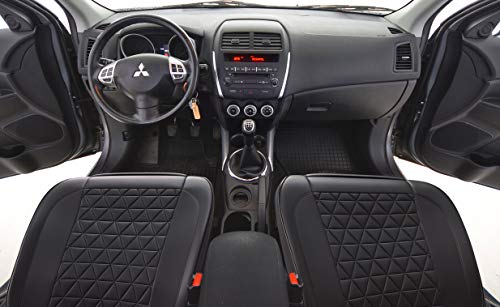 Image of Skywin PU Leather Seat Cover - Car Seat Covers Front Seat Only with Soft and Comfortable Cushion, Stylish PU Leather Seat Cover Protects Car Seat from Dirt, Wear and Tear (One Seat, Black)