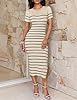 ZESICA Women's 2025 Summer Bodycon Midi Dress Stri... #1
