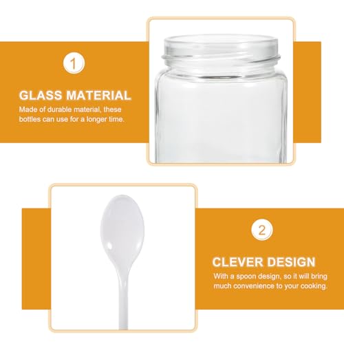 Frascos de vidrio templado de 250ml con cuchara para conservar condimentos 8