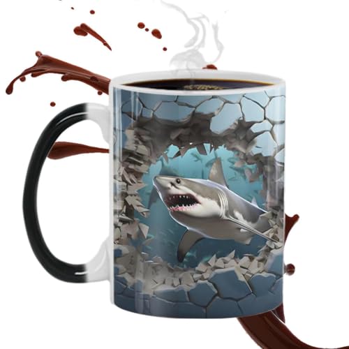 Taza mágica de tiburón termosensible un regalo original de café 8