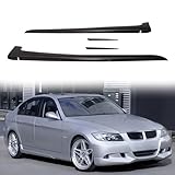 MODILOVER Side Skirts, Compatible with 2006-2008 BMW E90 3 Series, PU Unpainted Black AC Style Add on Rocker Panel Side Splitter Bottom Line