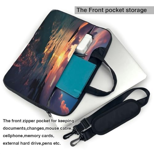 Bolso Tote para Laptop Ocean y Atardecer Negro miniatura 5