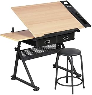 costoffs Adjustable Drawing Table, Drafting Table, Artist Drawing Table with Tiltable Tabletop, Art Craft Desk for Work