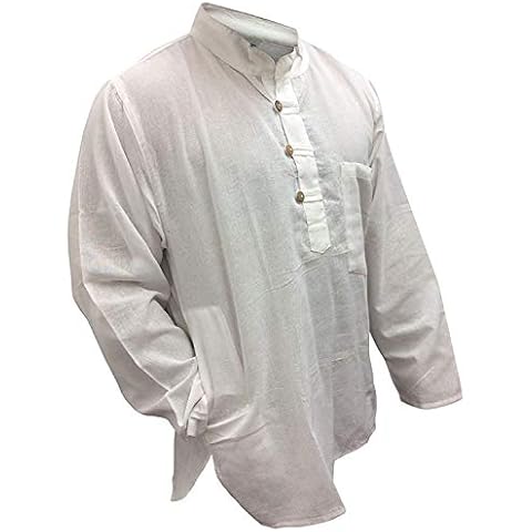 SHOPOHOLIC Fashion - Camisa hippy hombre blanco M Cover