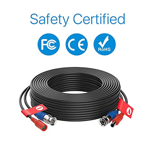 Zosi 4 Pack 60Feet 18M 4K 8Mp 5Mp 1080P All-In-One Cctv Video Power Cables, Bnc Extension Security Wire Cord For Video Surveillance Camera Dvr System With Bnc Rca Connector And 100Pcs Cable Clips #TOP7