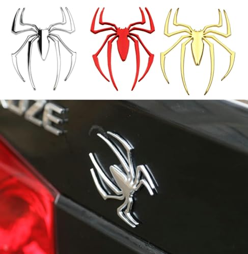 6 st bilklistermärke 3D spindel kromemblem märken klistermärke silvermetall bilklistermärke för universellt bilfordon, lastbil, motorcykel, husbil, skoter, SUV, dörr, fönster (röd + silver+gul)
