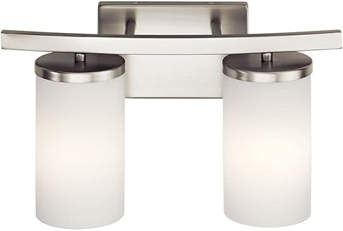 Miniatura 7 de Kichler Crosby - Lámpara de tocador de 15 pulgadas con 2 luces de níquel cepillado con revestimiento grabado satinado