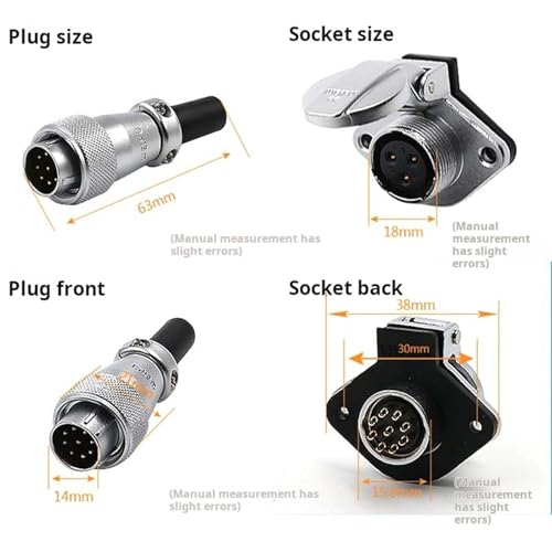 Conector WS16 impermeable de alto voltaje con socket de 7 pines para cables 3