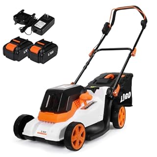 LIGO 40V Cordless Brushless Lawn Mower,15-inch Steel Cutting Deck, 11-Gallon Grass Catcher, 2X4.0Ah Batteries, 6-Position Height Adjustment 0.98''-2.95'',7 Front/9 Rear Wheels Fast Chargers Included