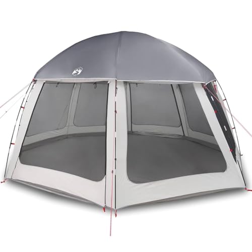 HETFTJN Tente de piscine, tonnelle de jardin pour piscines rondes jusqu'à 400 cm, 510 x 510 x 260 cm, tonnelle avec parois en filet et auvent amovible, gris