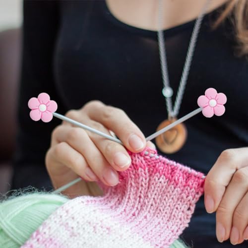 Image of 10 Pack Cute Flower Needle Point Protectors Silicone Needle Point Protectors Knitting Accessories and Supplies Knitting Needle Stoppers Knitting Needles Point Protectors Knitting Tools