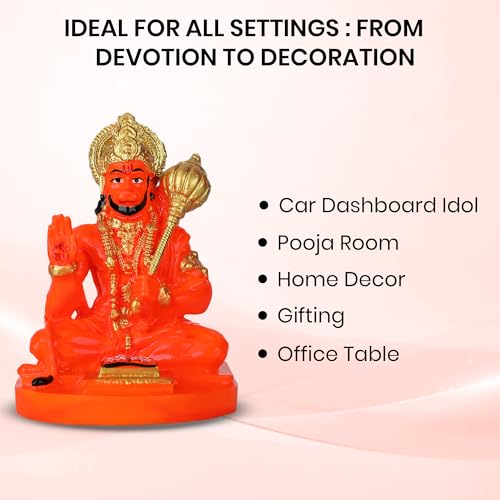 Estatua de Lord Hanuman color naranja 8 cm miniatura 6
