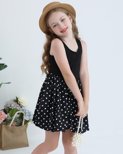 Girls Summer Dresses Tween Back to School Outfits Casual Sleeveless Bubble Sundress with Pockets for 7-12 Years4