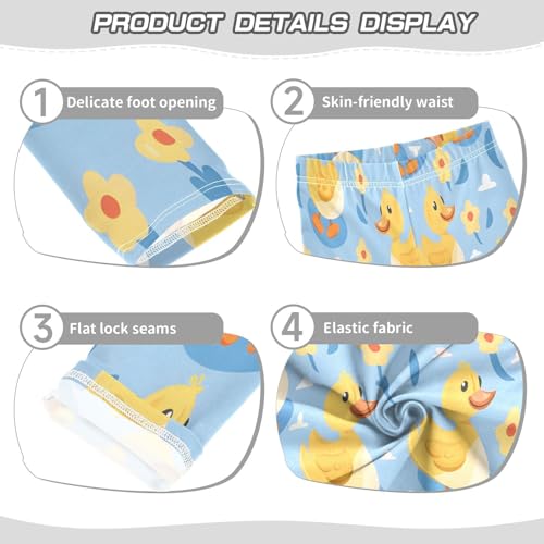 Toddler Girls Leggings Printed Yoga Pants Leggings Yellow Duck Floral for Kids3