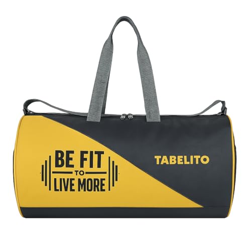 Tabelito Polyester Fit-Go Duffle Bag Sports Travel Gym Bag 30 Litre Water-Resistant Shoulder Strap Bags for Men & Women (Yellow), 46 x 23 x 23 Centimeters at ₹209 (79% Off) - Amazon