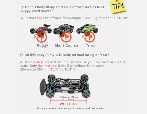 YTZ Outdoor 1/10 Scale RC Painted Drift Racing Touring OnRoad Car Body Shell, No Cut, 1:10 Scale, RX7 White (with Tail Wings)