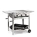 Produktbild Gasgrill-Kombibräter 11kW 3-flammiger Edelstahl-Brenner fahrbar mit Grillrost und emaillierter Stahlpfanne Grillwagen Gastrobräter Profigrill