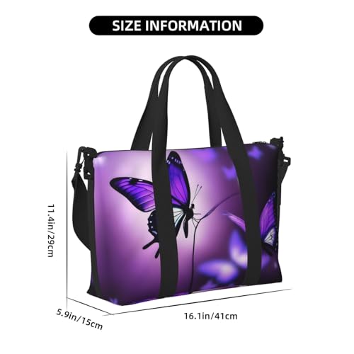 Purple Butterfly Travel Duffel Bag Tote Carry On Luggage Bag Water Resistant Weekender Overnight Bags For Foldable3