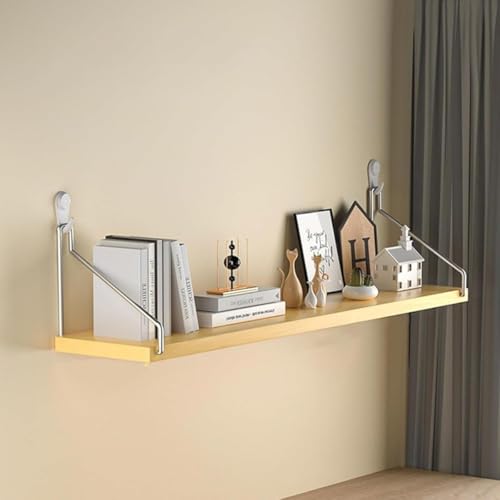 REENEW 壁掛け棚 穴開け無い 壁 収納 壁に取り付ける棚 ウォールシェルフ 奥行20cm 木製と金属製のスタンド、フローティング棚30/40/60/80/90cm (ナチュラル,80*20 cm)