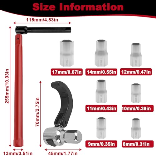Clé écrou robinet 8-17 mm set réglable 13 mm pour lavabo rouge