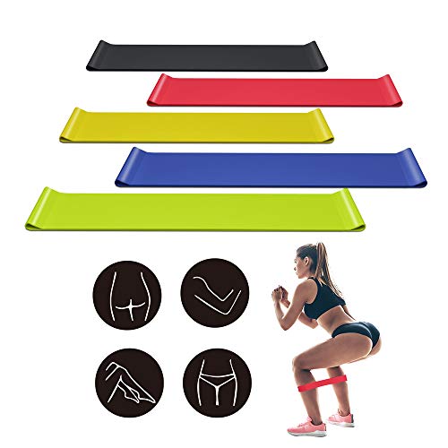 Lavonna Exercise Resistance Loop Bands, Non-Slip Resistance Workout Bands for Legs & Butt and Glutes, 5 Resistance Levels Hip Training Bands for Arms, Physio, Pilates, Yoga, with Carrying Bag