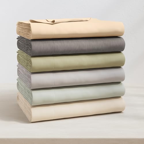 Image of Great Bay Home Cotton Jersey Knit King Sheet Set - Ultra-Soft, Stretchy, Heathered Melange Bed Sheets - Cozy, Soft T-Shirt Sheet & Pillowcase Set (Heathered Aqua)