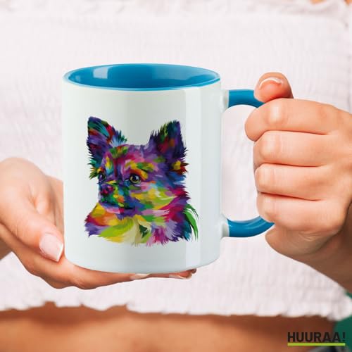Huuraa Becher Chihuahua Colorful Geschenk 330ml Blau Chihuahua Geschenkidee