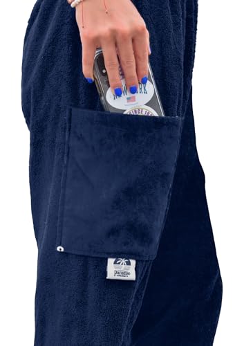 Towel Pants for Swimmers –Navy Blue- Cotton Terry Towel Pants–Beach Coverup–Resort Wear–Swim wear2