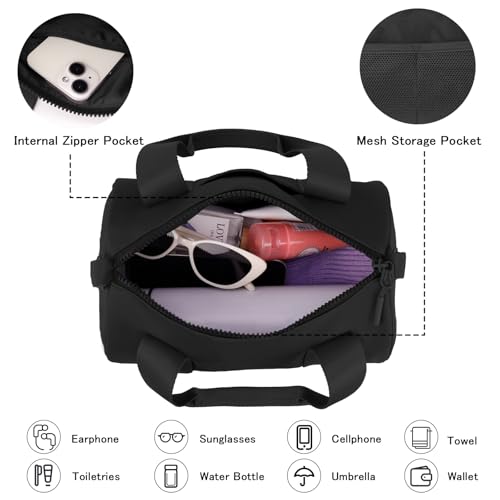 IBEE Small Gym Bag for Women Mini Duffel Bag for Travel Waterproof Workout Crossbody Bags Elastic Fabric Barrel Purse for Sports Fitness Yoga Cute Lightweight4