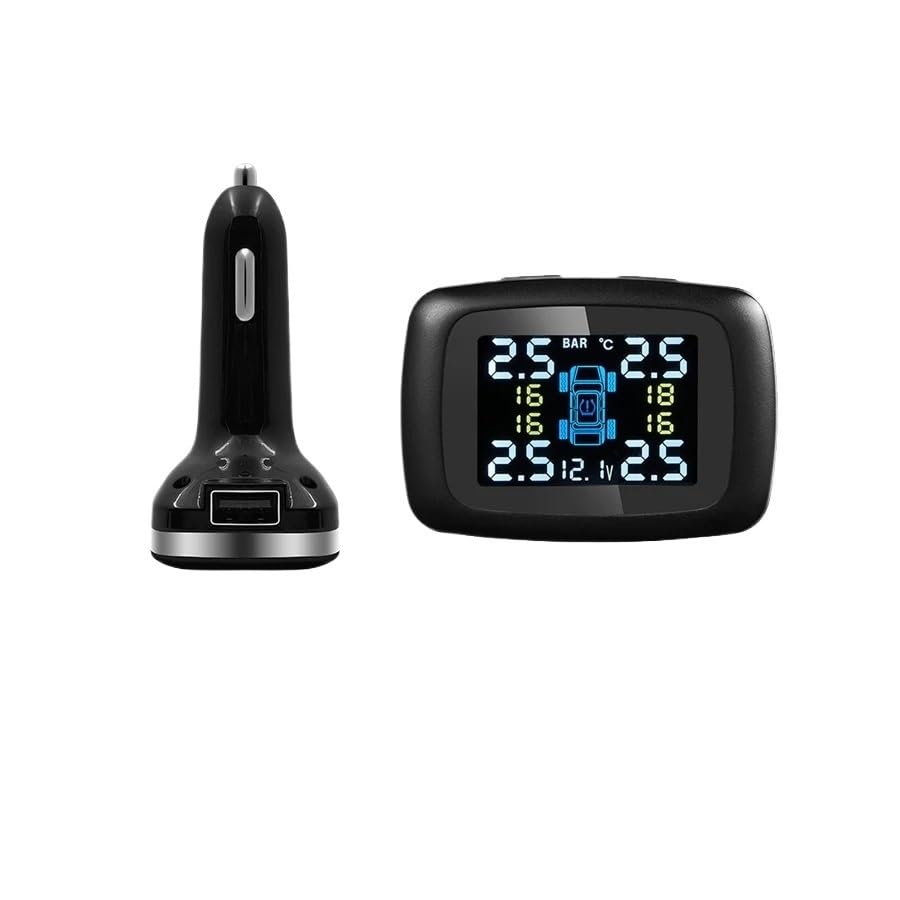 Tpms Monitor della Pressione dei Pneumatici Accendisigari Pressione Display Digitale Auto 4 sensori Temperatura Allarme Strumento(Built-in)